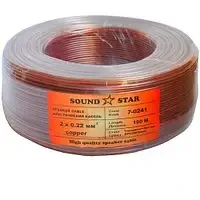 Кабель акустический, медный, 2х0,35мм.кв., прозрачный, 100м, Sound Star Полтава