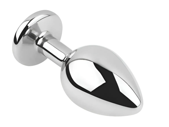 Анальна пробка із кристалом EGZO - Silver Round Plug Purple size M Sex Aura Київ