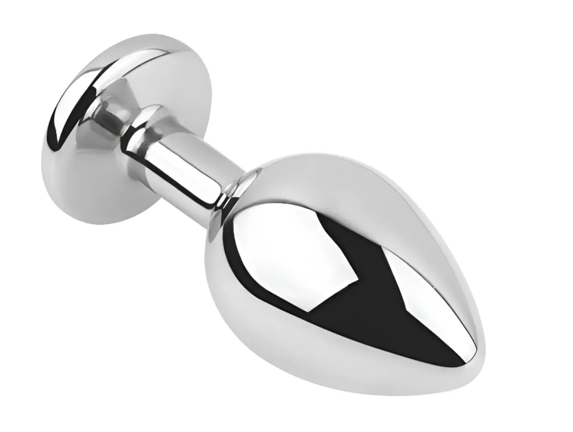 Анальна пробка із кристалом EGZO - Silver Round Plug Purple size M Sex Aura Київ - фото 3