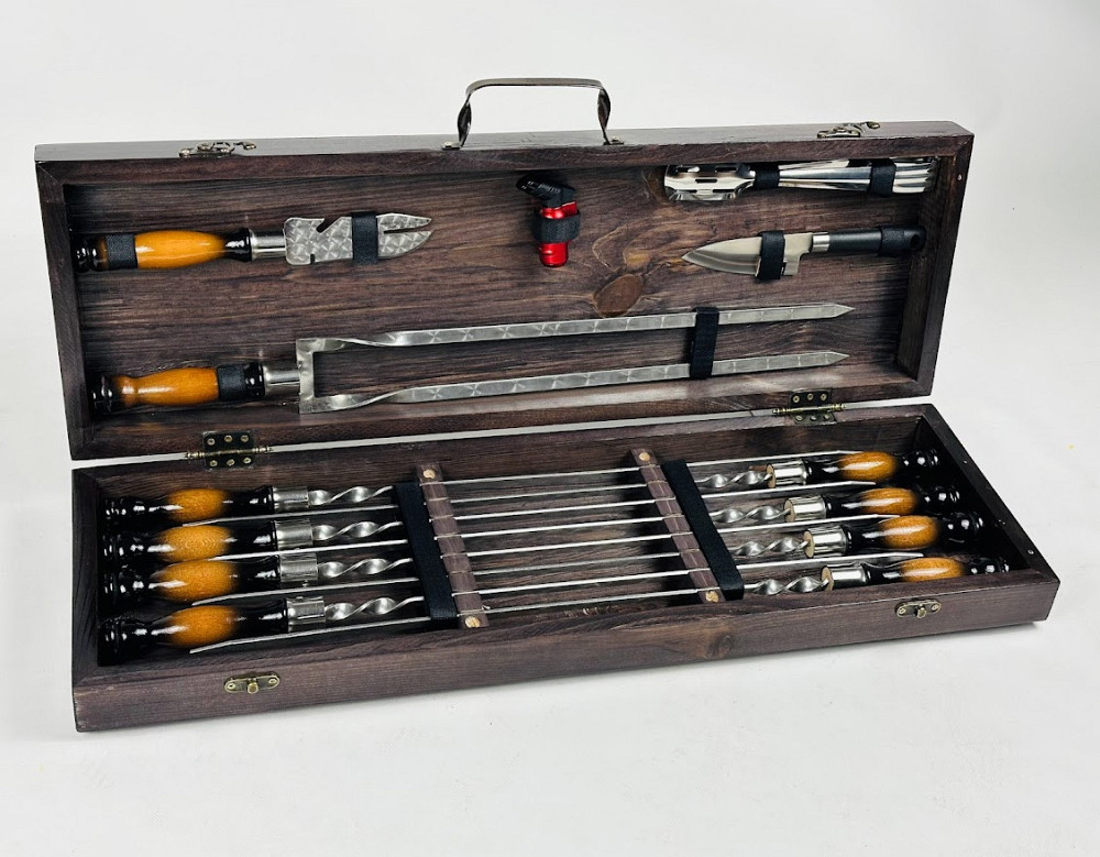 Подарунковий набір шампурів в дерев'яному кейсі для пікніка ПАТРІОТ HAPPY DAYS Тернопіль - фото 1