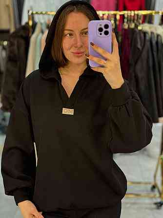 Женское теплое худи с вырезом коттоновый трикотаж на меху Одесса