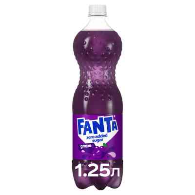 Напиток Fanta Zero Sugar Безалкогольный сильногазированный сокосодержащий Виноград 1.25 л (5449000325822) Винница