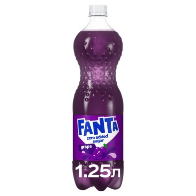 Напій Fanta Zero Sugar Безалкогольний сильногазований соковмісний Виноград 1.25 л (5449000325822) Вінниця - фото 1