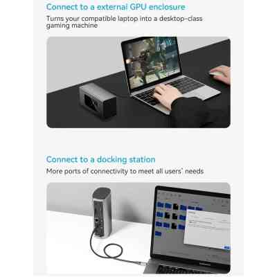 Дата кабель USB-C to USB-C 1.0m USB4.0 240W (50V/5A) 8K60Hz Thunderbolt 4 Gray Aluminum Alloy Vention (TAVHF) Вінниця