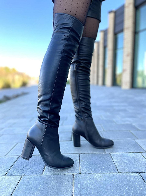 Nivelle Стильні ботфорти жіночі зимові з натуральної шкіри на підборах, чорні 5310 (8052-8033) Коломия - фото 2