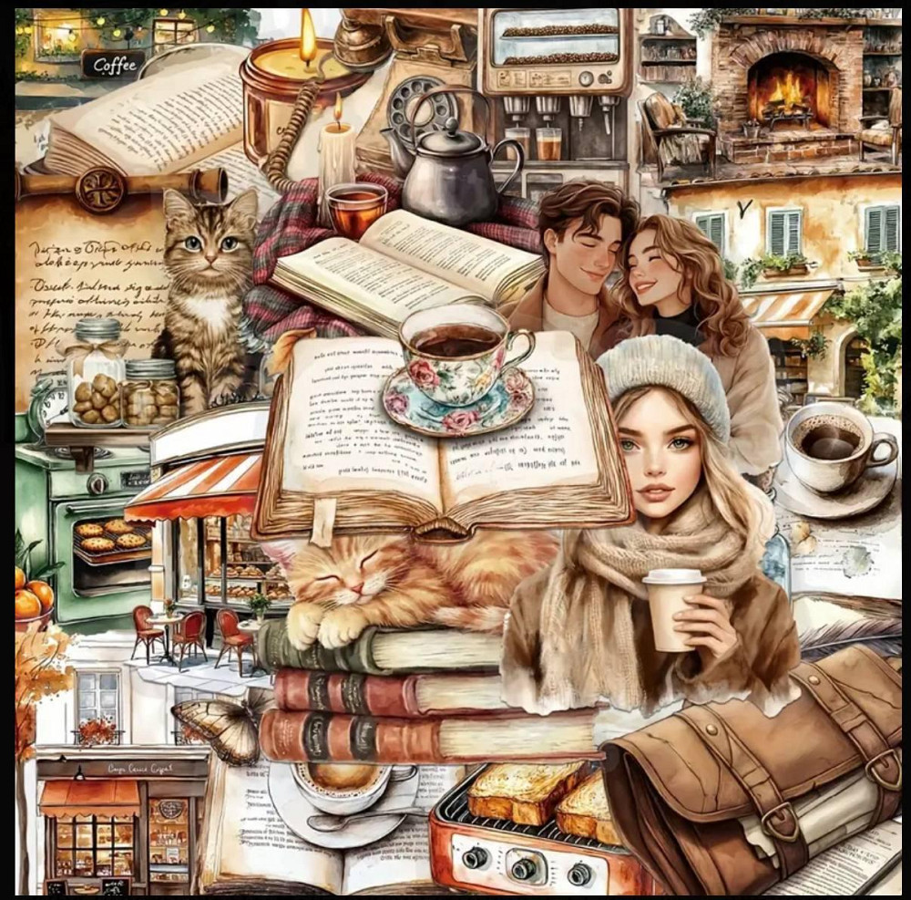 Набір вінтажних стікерів Кавʼярня та Подорожі – 50 шт Київ - фото 1