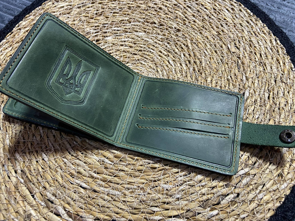 Кожаная обложка портмоне на кнопке Инвалид войны P-Leather Киев - изображение 4