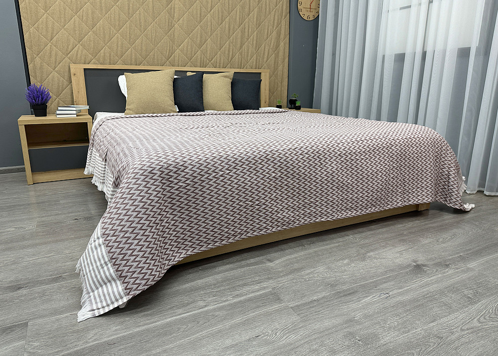 Покривало Dakota Fringe ЄВРО 200х230 см колір какао з білим (85-195) Київ - фото 4