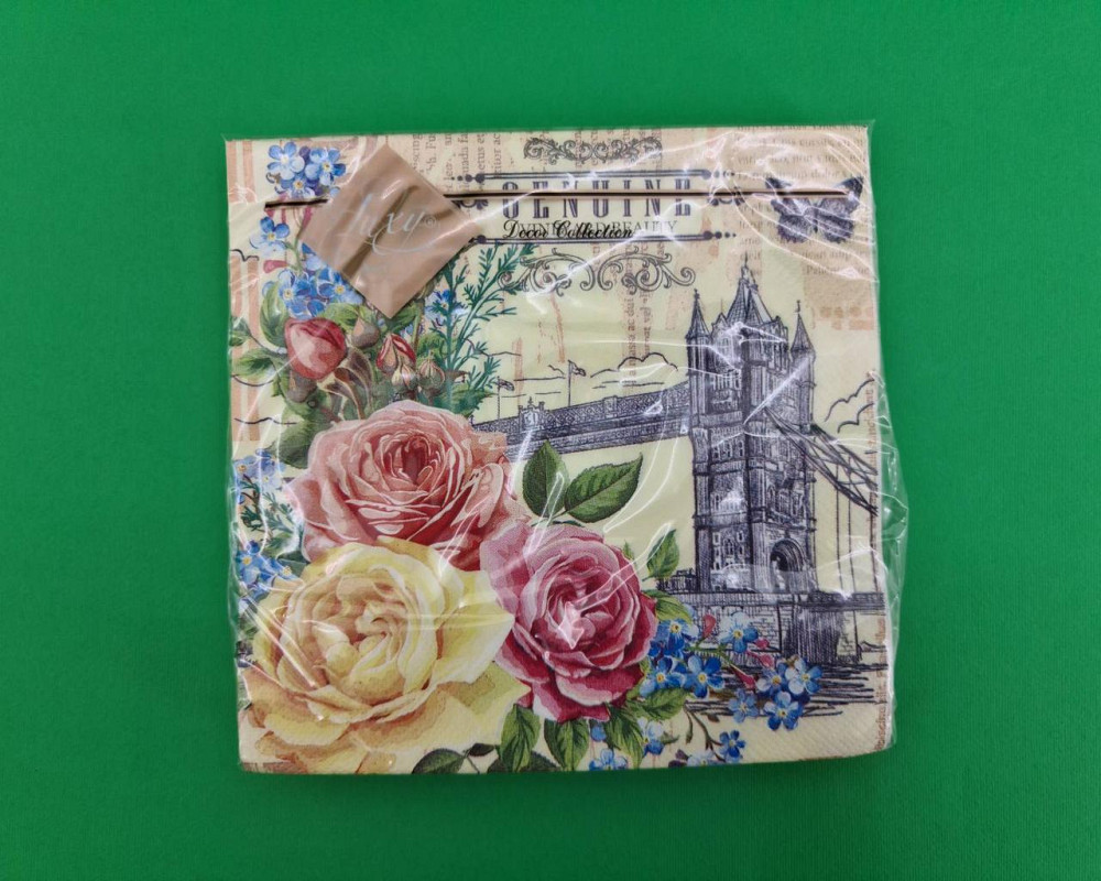 Салфетка трехслойная класическая (ЗЗхЗЗ, 20шт) Luxy  Тауэрский мост (2064) (1 пачка) Харьков - изображение 1