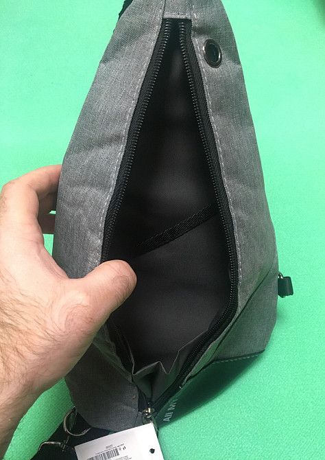 Чоловіча сумка через плече сіра - розмір сумки 35*19см, одне відділення спереду, та 1 бокові кішені Київ - фото 3