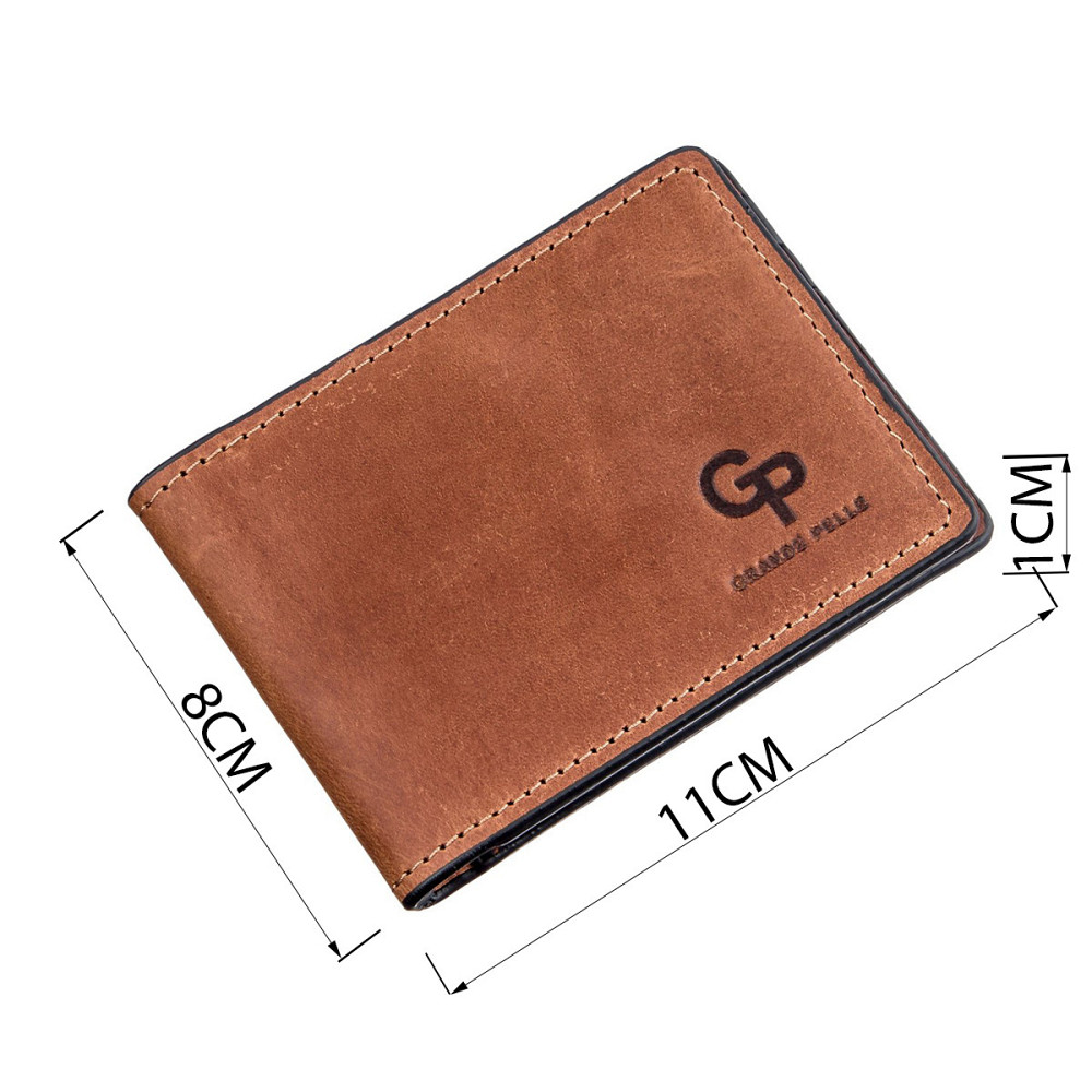 Компактний затискач для грошей без застібки GRANDE PELLE 11240 Коричневий Київ - фото 5