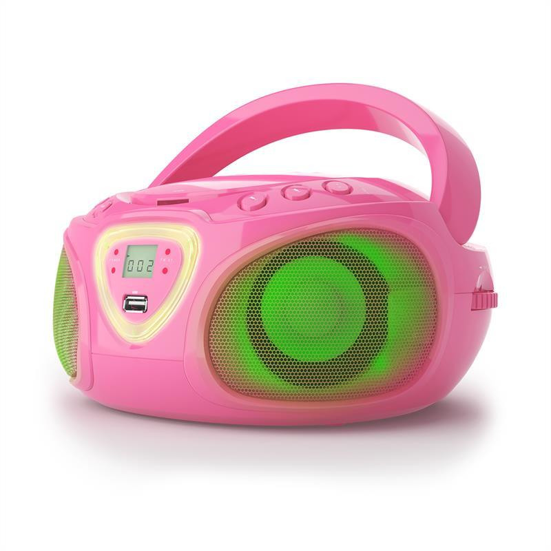 Roadie CD Boombox FM Radio Light Show CD-плеєр Bluetooth 5.0 Рожевий (Німеччина, читати опис) Рівне - фото 1