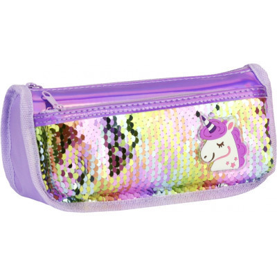 Пенал Cool For School 2 відділення з паєтками та аплікацією Фіолетовий (CF5949-purple) Вінниця - фото 1