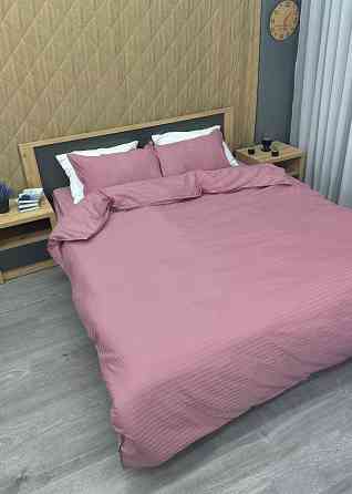 Комплект постельного белья Страйп-сатин Семейный 2 х 150х200 с простыней на резинке Лиловый (88-223) Киев