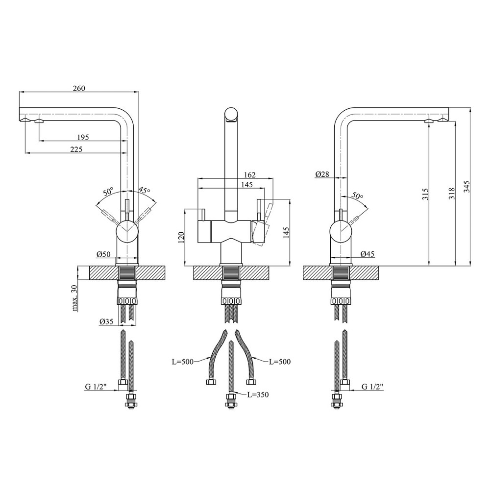 Смеситель для кухни с подключением к фильтру Kroner KRP Edelstahl Klassisch - ESG03811 сатин Киев - изображение 9
