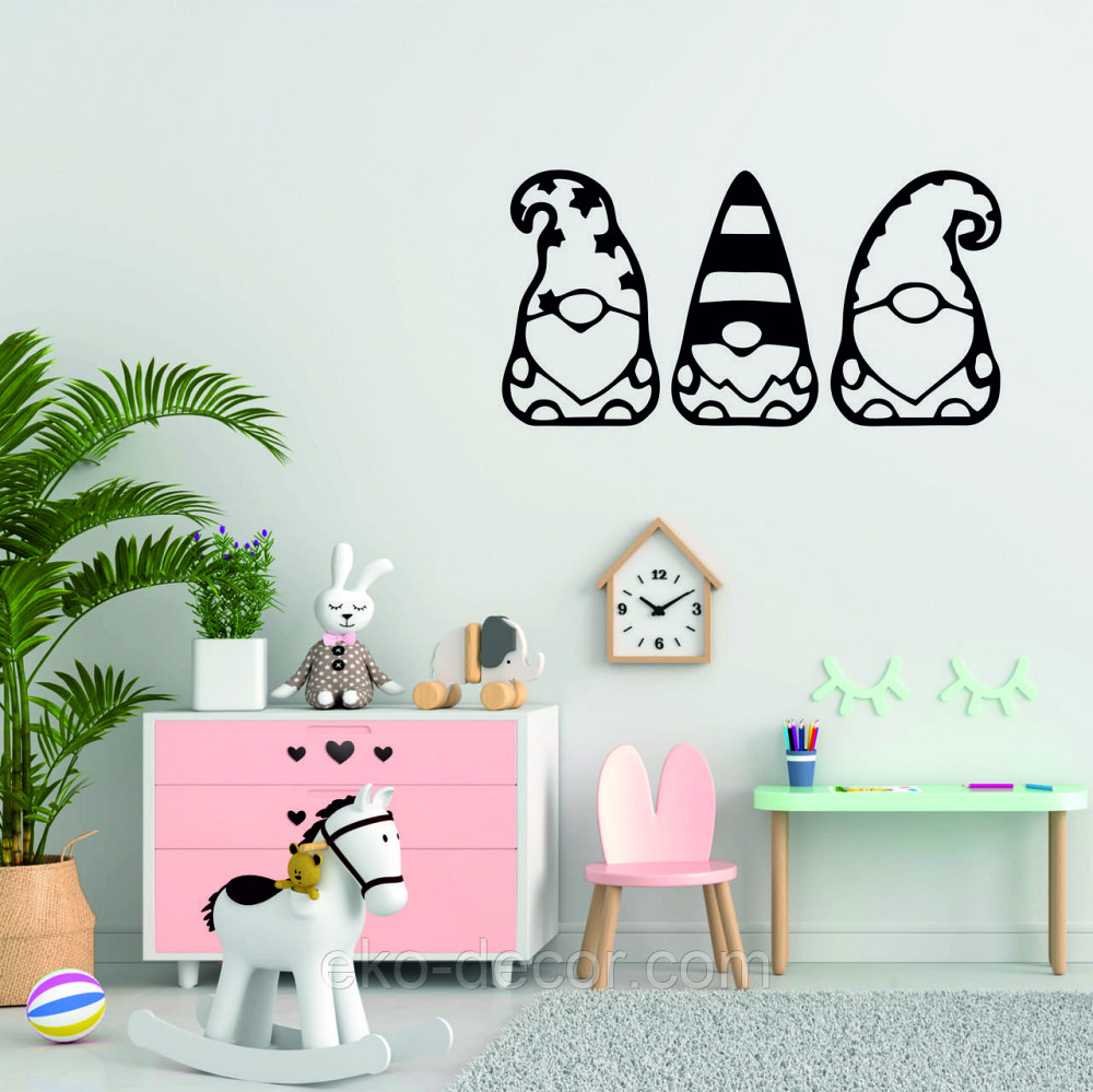 Декоративное настенное Панно «Гномики» Декор на стену 110*67 см-3шт, Черный Киев - изображение 1