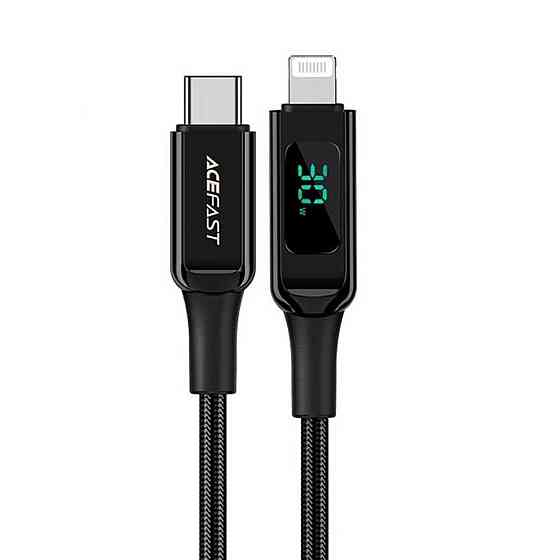 Кабель ACEFAST C6-01 Type-C to iP, 3A, 30W, 1.2m, nylon, zinc connectors, Black Киев