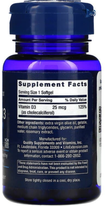 Витамин Д-3 1000 Life Extension Vitamin D3 90 капс Киев - изображение 2