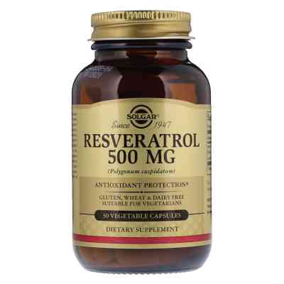 Антиоксидант Solgar Ресвератрол 500 мг, 30 гелевых капсул (SOL-31045) Винница