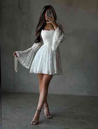 Женское романтичное праздничное платье с пышной юбкой и объемными рукавами гипюр + подкладка Одесса