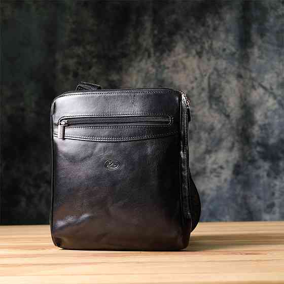 Мужская сумка через плечо из гладкой натуральной кожи Tony Perotti 20855_1 (9137-20 nero) Черный Киев