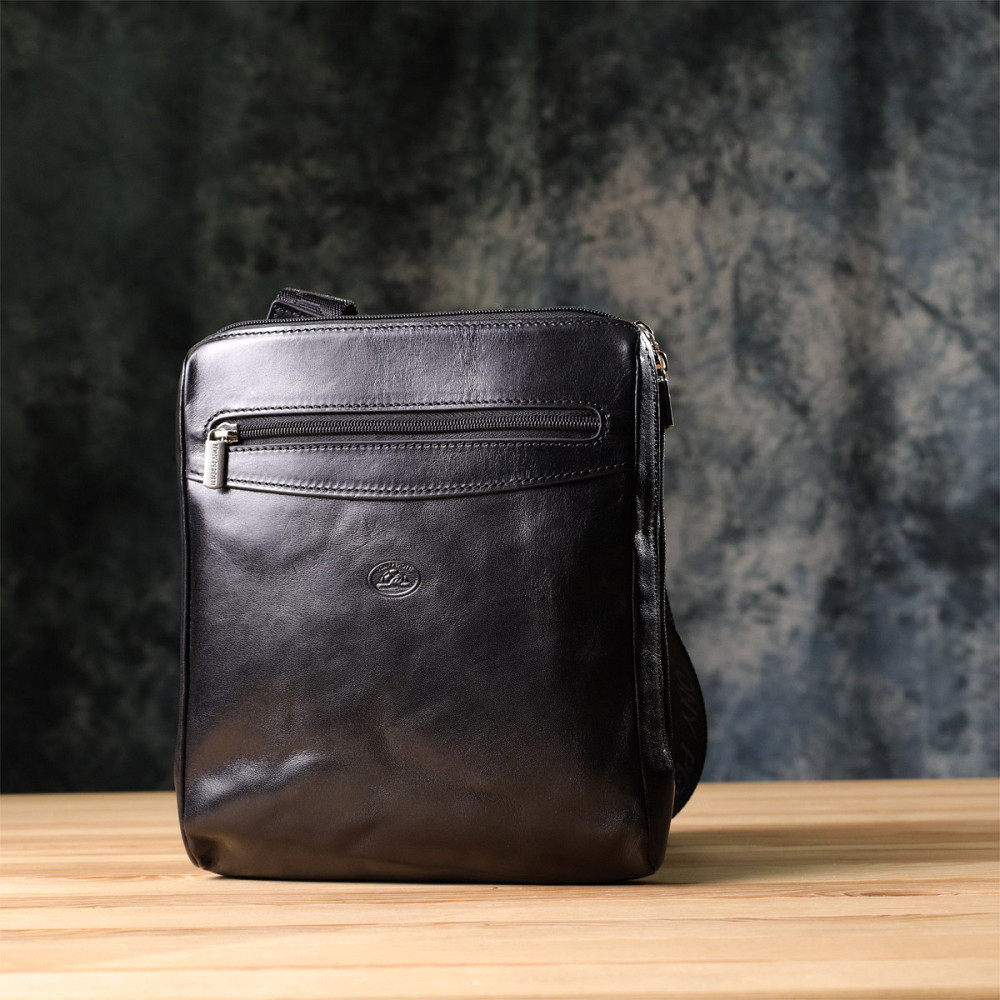 Мужская сумка через плечо из гладкой натуральной кожи Tony Perotti 20855_1 (9137-20 nero) Черный Киев - изображение 3