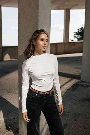 Жіночий базовий боді з драпіруванням мікро дайвінг Молочний, 46/48 Одеса