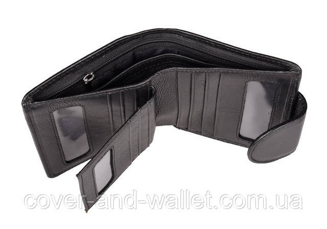 Компактный женский кожаный кошелек черного цвета на много карточек ST 415 Киев - изображение 8