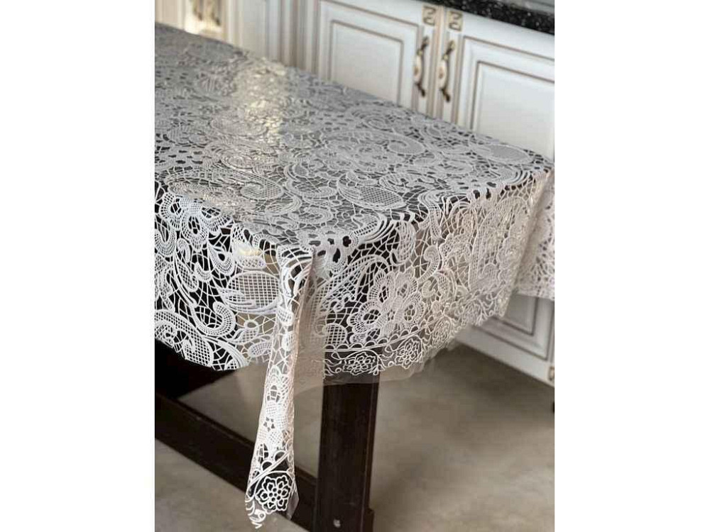 Скатертина д/столу ПВХ ажурна Візерунок кава 1,10*1,40м ТМ SELENA-LACE Київ - фото 1