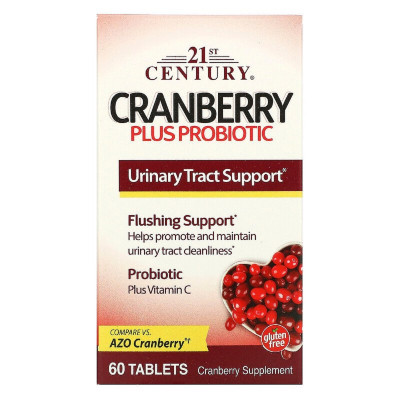 Травы 21st Century Клюква с пробиотиком, Cranberry Plus Probiotic, 60 таблеток (CEN-27848) Винница - изображение 1