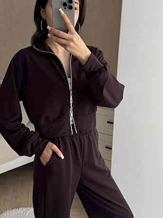 Женский прогулочный костюм двойка: кофта и штаны турецкая двунитка Шоколадный, 46/48 Одесса