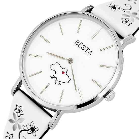 Годинник наручний жіночий Besta Love UA White Flower (2 ремінці) Вінниця