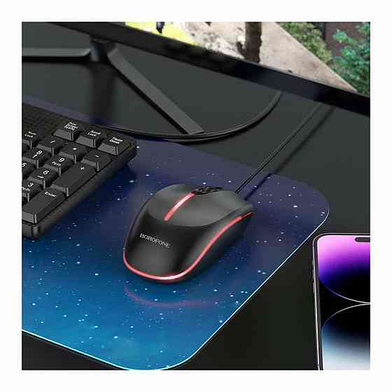Мышь проводная BOROFONE BG10 Soaring game luminous wired mouse, цвет черный BG10B Одесса