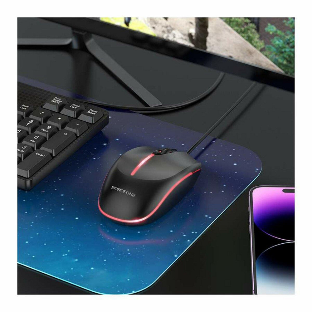 Мышь проводная BOROFONE BG10 Soaring game luminous wired mouse, цвет черный BG10B Одесса - изображение 4