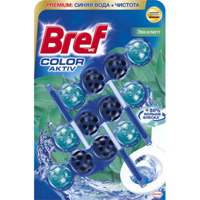 Туалетний блок Bref Кольорова вода Евкаліпт 3х50 г (9000101352986/9000101545678) Вінниця - фото 2