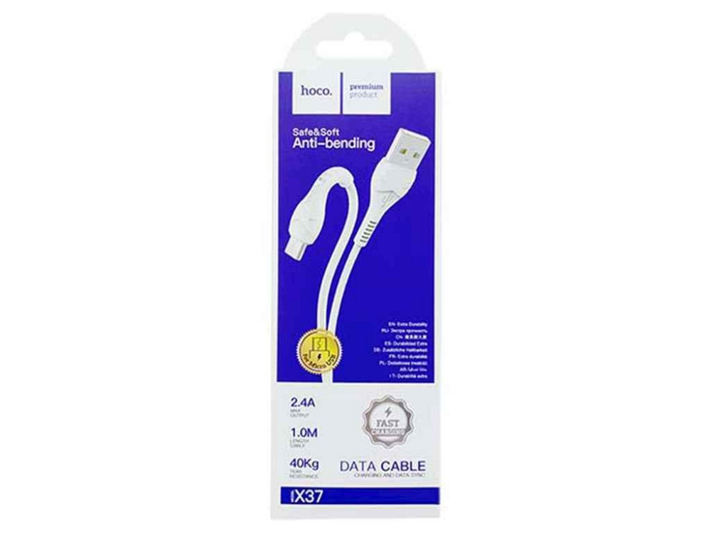 Кабель microUSB X37 2,4А 1м ТМ Hoco Київ - фото 1