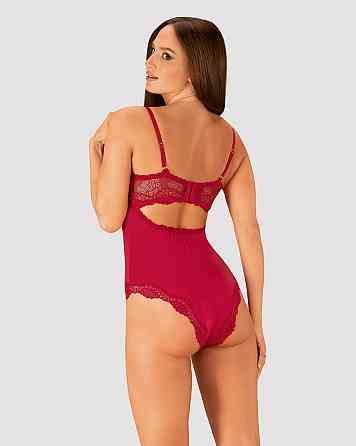 Боди сексуальное с кружевными вставками Obsessive Rosalyne красное, L/XL Sex Aura Киев