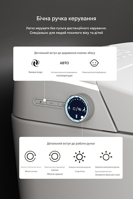 Розумний унітаз-біде (смарт-унітаз) T-9013 з українським голосовим помічником, P-trap 180 (випуск у стіну), підігрів сидіння, Київ - фото 8