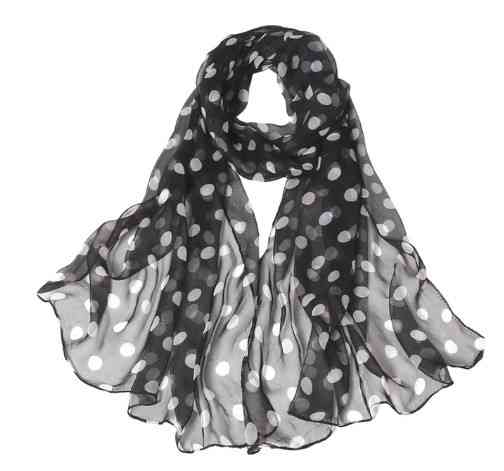 Шарф в горох черно-белый 160см, ширина 50см, 100% полиэстер Киев