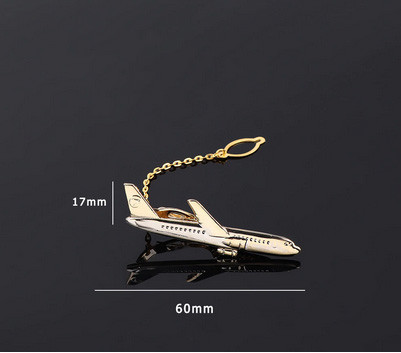 Затискач для краватки чоловічий золотаво-сріблястий Літак Київ - фото 2