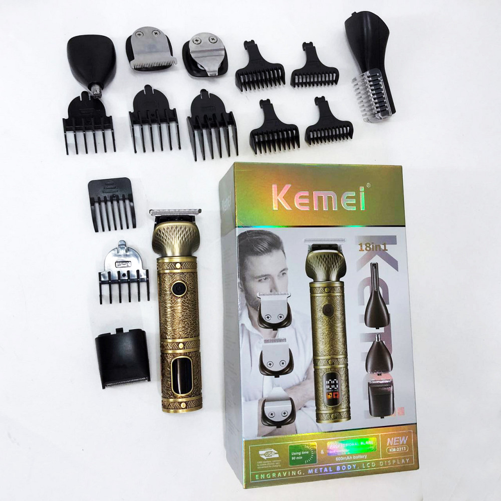 Акумуляторна універсальна машинка для стрижки Kemei KM-2313, Тример для самостійної стрижки волосся RI-61 Львів - фото 16