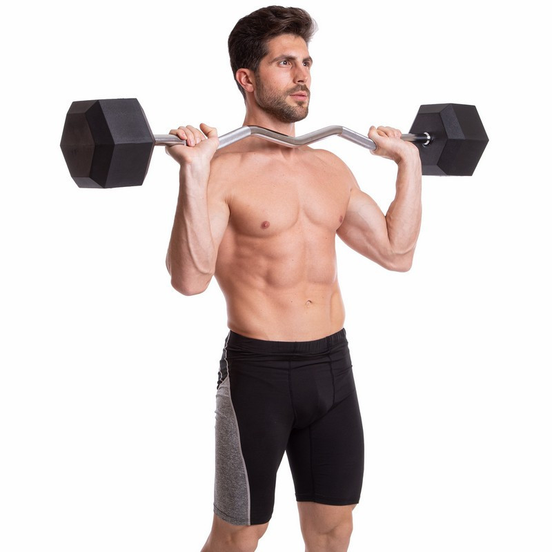 Штанга фіксована вигнута погумована Zelart 6231-45 довжина 95 см 45 кг Київ - фото 6