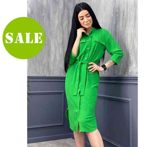 Довга сукня-сорочка з поясом "Marcella" оптом | Батал | Розпродаж моделі Київ