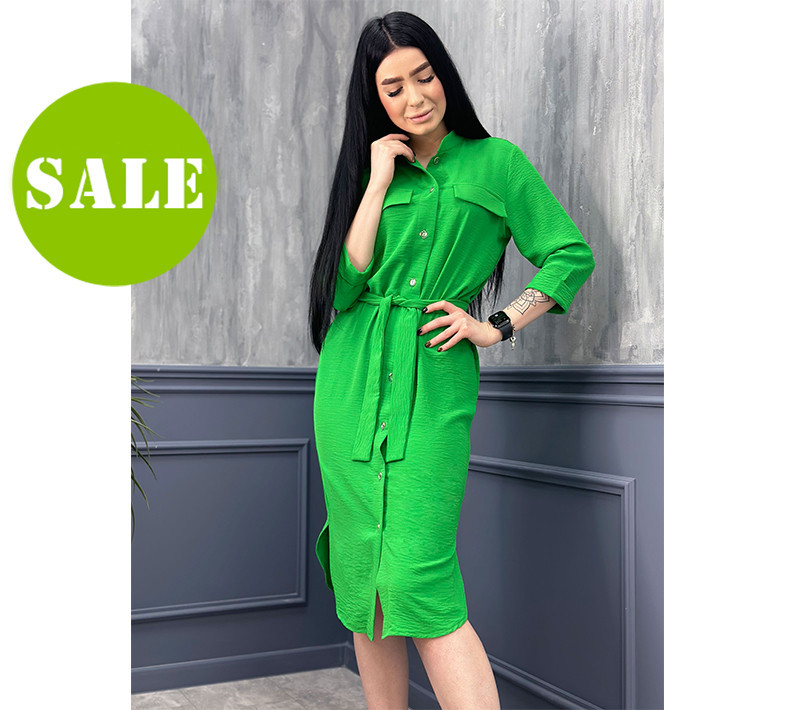 Довга сукня-сорочка з поясом "Marcella" оптом | Батал | Розпродаж моделі Київ - фото 1