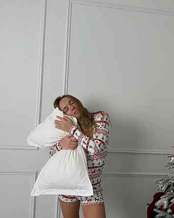 Женский домашний праздничный комбинезон принтованный микродайвинг Бело-зеленый, 42/44 Одесса