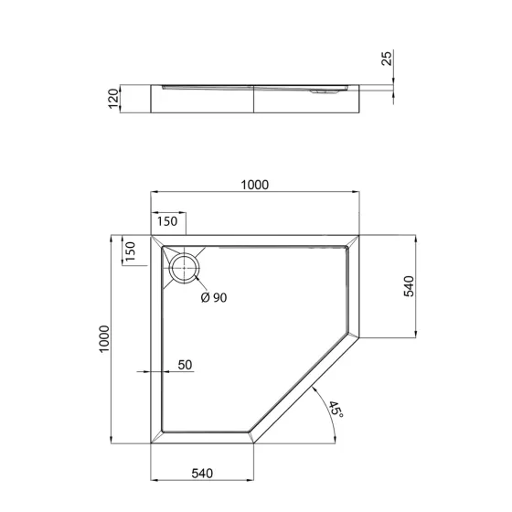 Душовий піддон Qtap Diamond 301112 100x100x12 см + сифон Київ