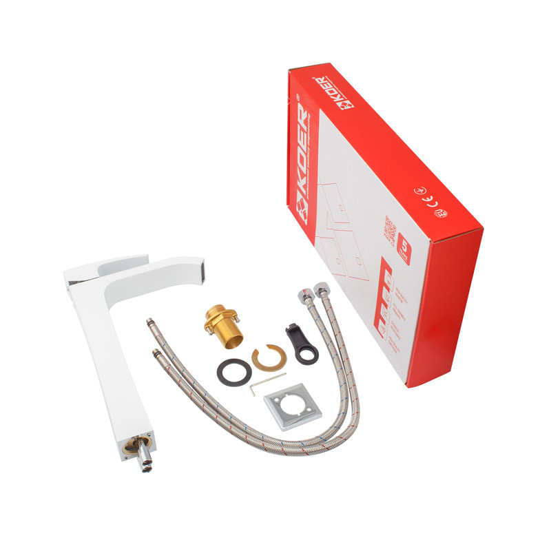 Высокий смеситель для умывальника Koer KB-13007-04, хром + белый (KR5153) Харьков - изображение 5