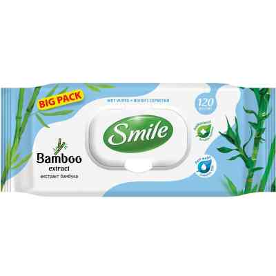 Вологі серветки Smile з екстрактом бамбука 120 шт. (4823071642650) Вінниця