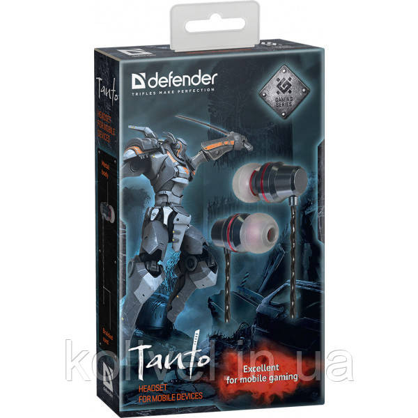 Гарнітура для смартфонів Defender Tanto чорно-сіра, кабель 1,2 м (64451) Киев - изображение 2
