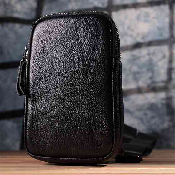 Небольшая слинг сумка для мужчин из натуральной кожи Vintage sale_15105 Черный Киев